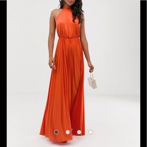 DESIGN halter pleated waisted maxi